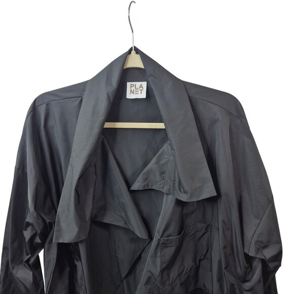 Planet by Lauren G Jacket Womens One Size Black Cropped Asymmetrical Lightweight - Picture 2 of 8